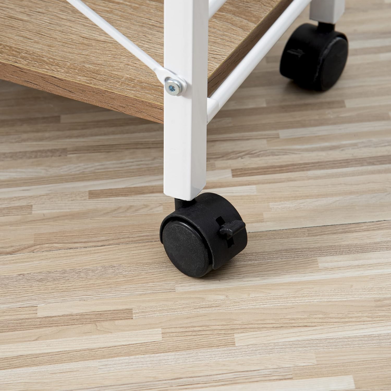 ホワイトキャスター付きパソコンデスク 移動可能ラック付き 学習